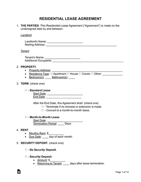 customizable lease agreement template