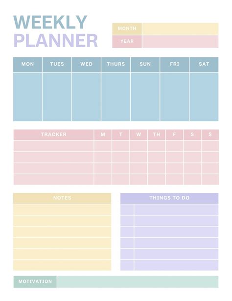 Customizable Weekly Planner Templates