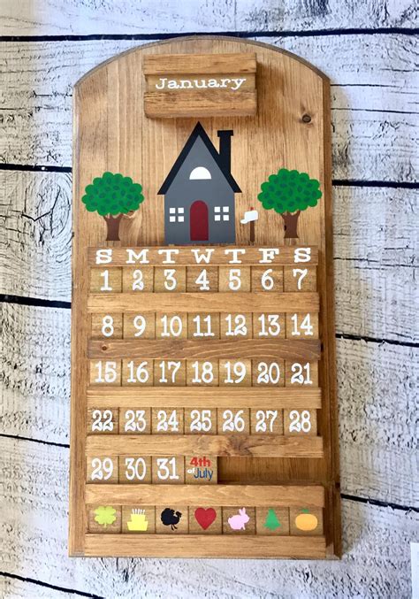 A customizable wooden calendar with different design options