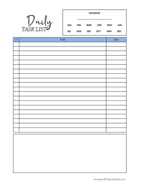 Customizing your printable task list template