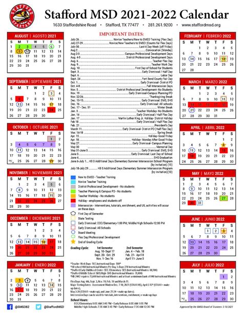 Customizing Stafford Schools Calendar