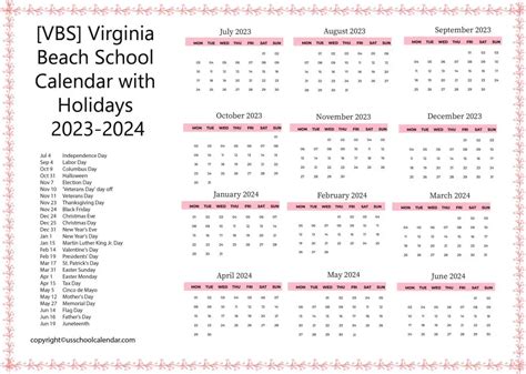 Customizing Virginia Beach School Calendar