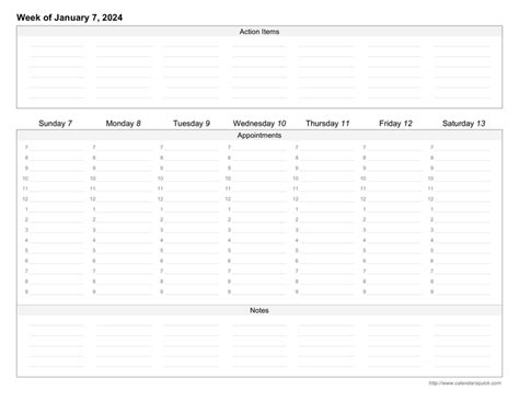 Customizing weekly calendar printable