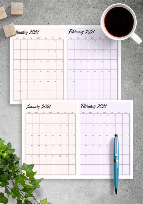 Customizing Your 2-Month Calendar