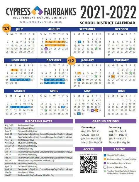 Cy Fair School Calendar Overview