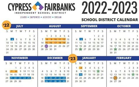 Cyfair School Calendar Overview