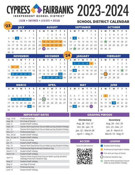 Cypress Fairbanks ISD Calendar Overview