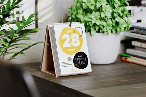 Daily desk calendar with a notes page