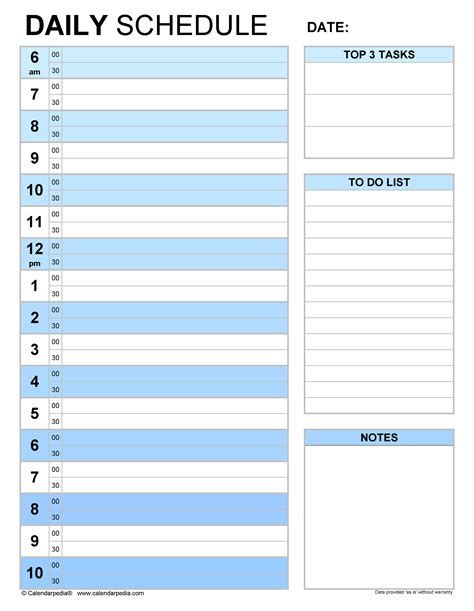 Daily Printable Calendar Template