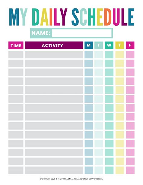 Daily Schedule Printable