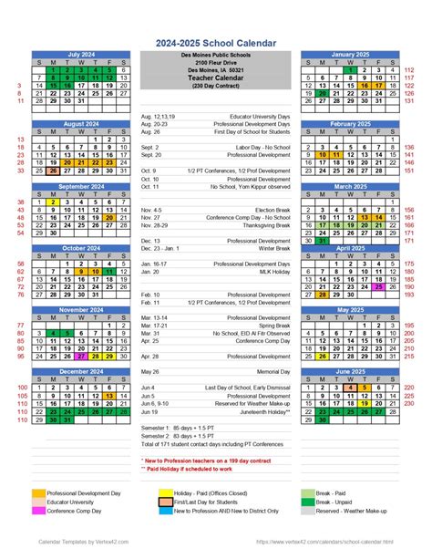 Des Moines School Calendar