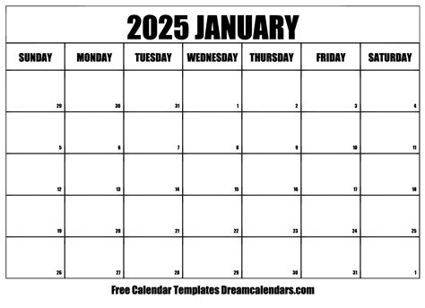 Designing a 5 January 2025 calendar template