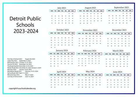 Detroit Public Schools Calendar Image 7