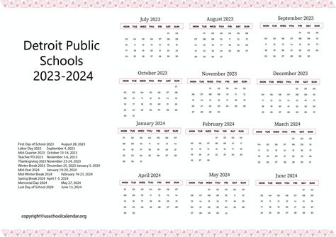 Detroit Public Schools Calendar Image 8