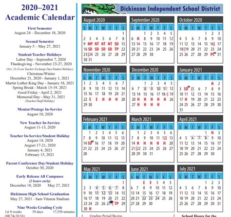 Dickinson ISD School Calendar Image 8