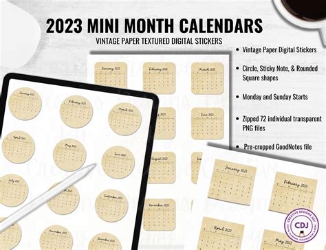 Digital mini calendars