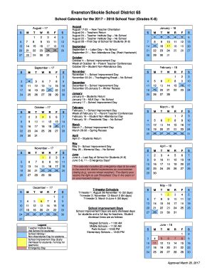 District 65 School Calendar Overview