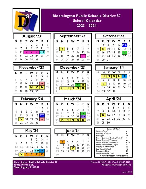 District 87 Calendar Benefits