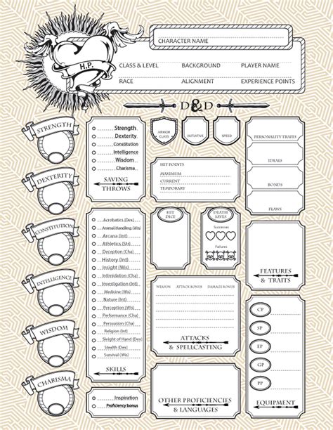 DND sheets character