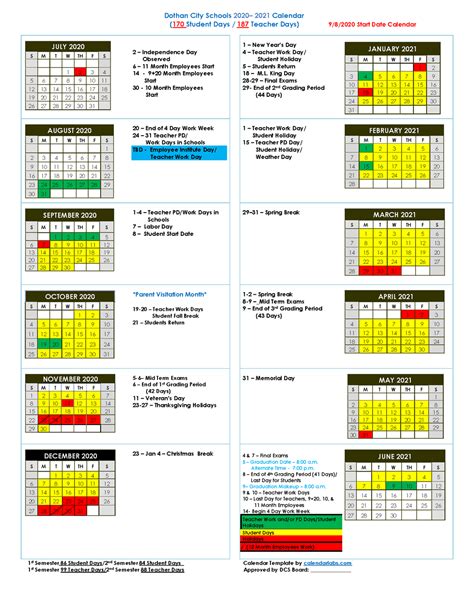 Dothan City Schools Academic Calendar