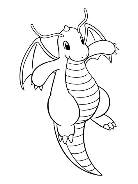 Dragonite coloring page for advanced colorists