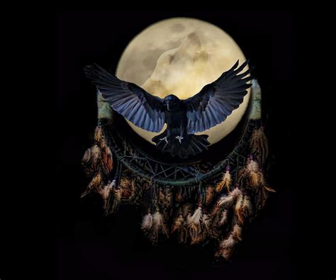 Dreamcatcher with Wolf and Raven