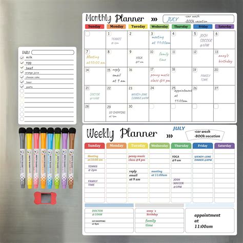 Dry Erase Calendar Example