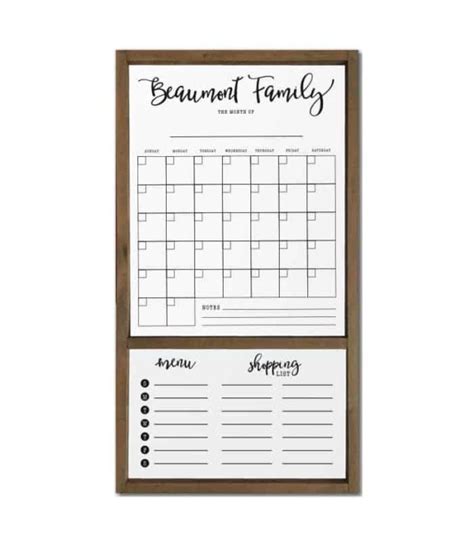 Dry Erase Calendar for Family