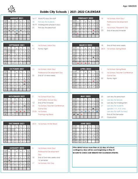 Importance of the Dublin City Schools Calendar