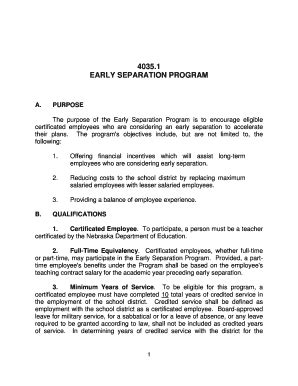 Early Separation Application