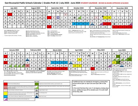 East Brunswick Schools Calendar