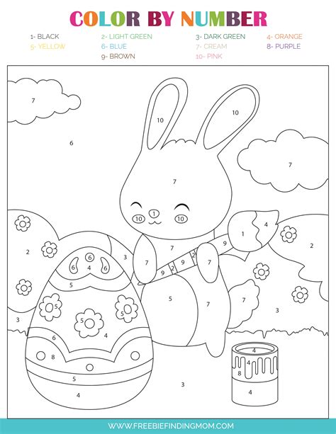 Easter color by numbers printable