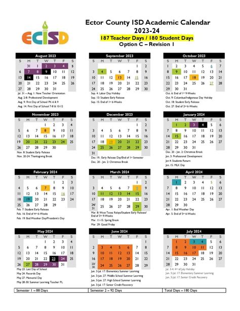 Ector County ISD Calendar Overview