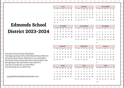 Description of Edmond School District Calendar