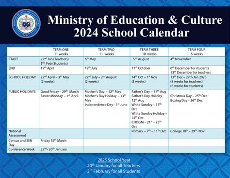 Education Year Calendar