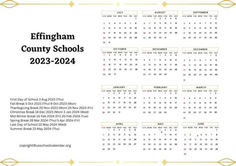 Effingham Schools Calendar Structure