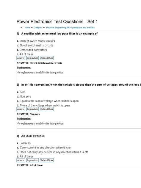 Electronics Test Questions