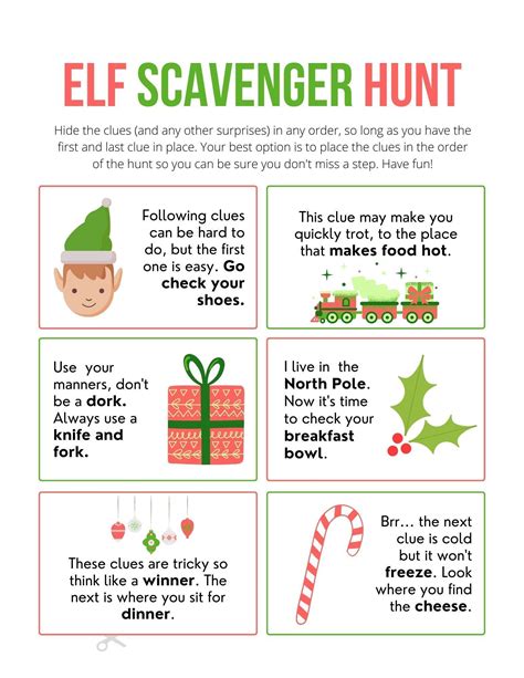 Scavenger hunt for elf printables