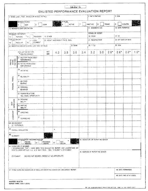 Enlisted Record Brief Performance Evaluations