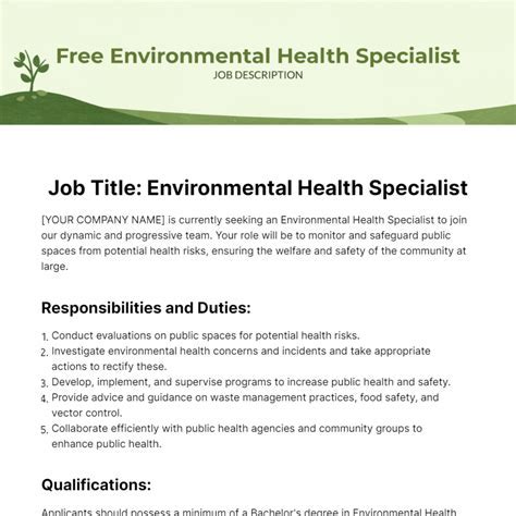 Environmental Health Specialist Careers