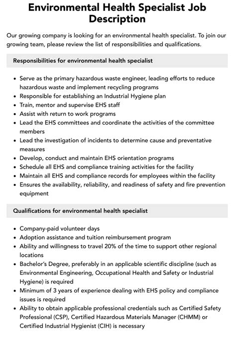 Environmental Health Specialist Jobs