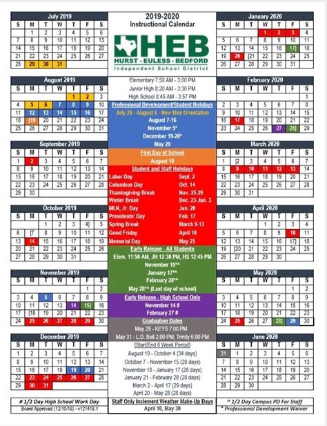 Euless ISD Calendar Overview