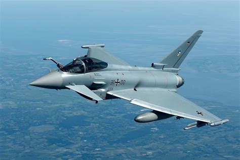 A Eurofighter Typhoon executing a high-G turn