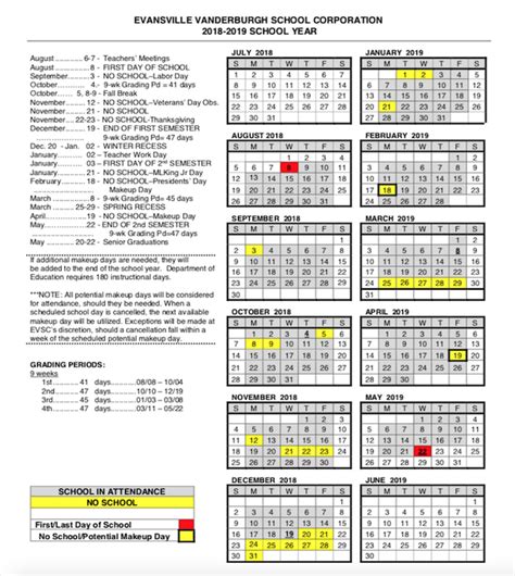 EVSC School Calendar