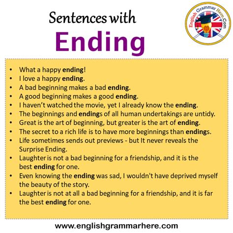 Example sentences using words that end in an