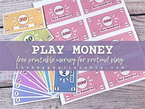 Variety of play money printables for different learning needs