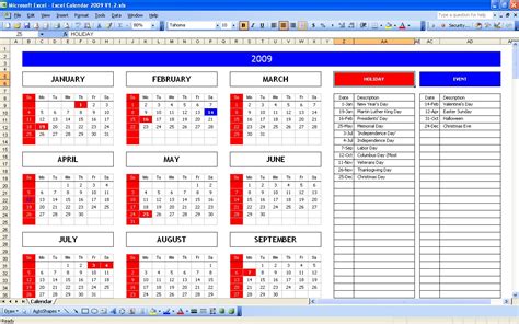 Excel Calendar Templates