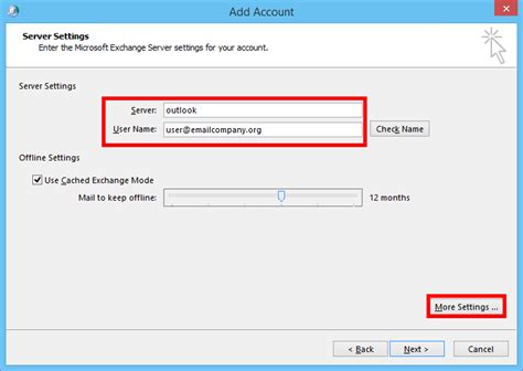 Exchange Server Settings