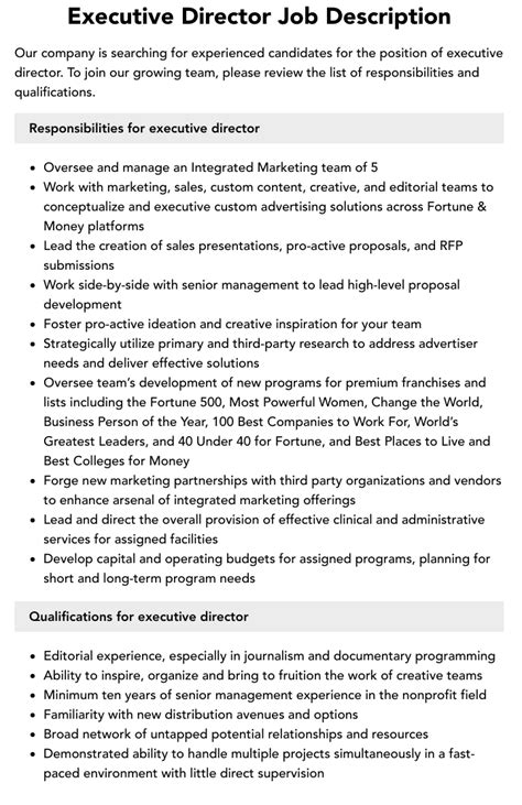 Executive Director Careers