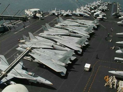 F-14 Tomcat on the deck of an aircraft carrier